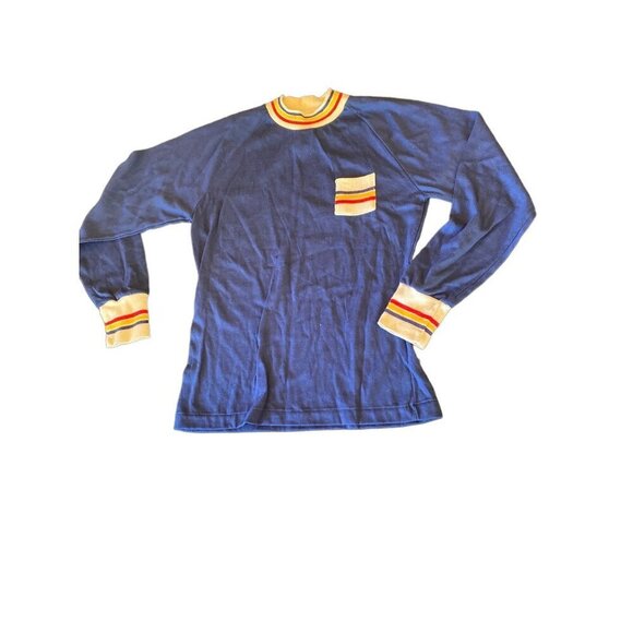 Vintage 1980's Rob Roy Boys Blue Elastic Striped Collar Cuff Size 14 - Picture 1 of 6